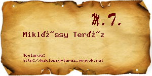 Miklóssy Teréz névjegykártya