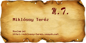 Miklóssy Teréz névjegykártya